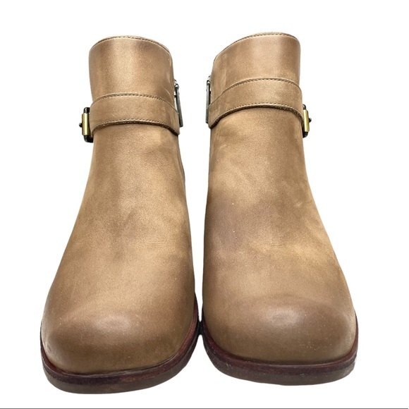 Ugg Tan Brown Suede Heeled Inner Zipper Ankle Boot 8 - Picture 2 of 12